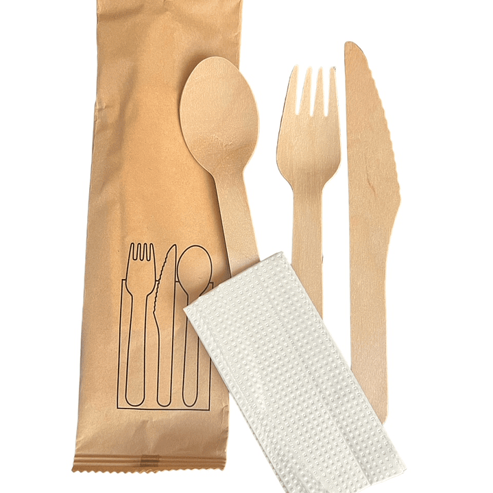 Set Cuchillo+Tenedor+ Cuchara+Servilleta 100Unds 1