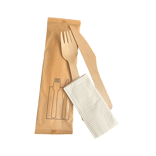 Set Cuchillo+Tenedor+Servilleta 100Unds