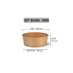 Set Bowl Kraft + Tapa 1000 ml (IVA incluido)