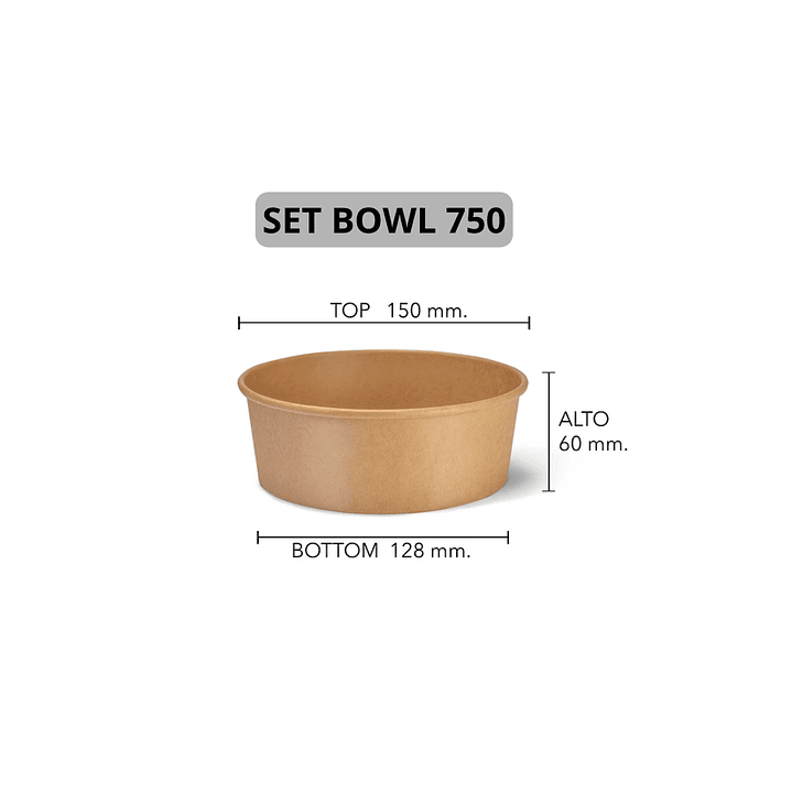 Set Bowl Kraft + Tapa 750 ml (IVA incluido) 1