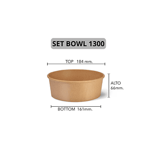 Set Bowl Kraft + Tapa 1300 ml (IVA incluido)