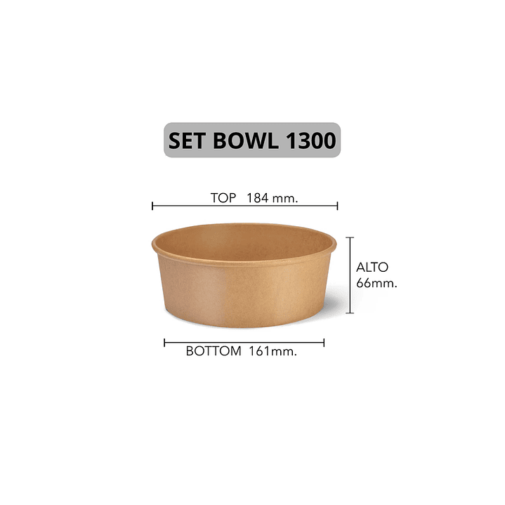 Set Bowl Kraft + Tapa 1300 ml (IVA incluido) 1