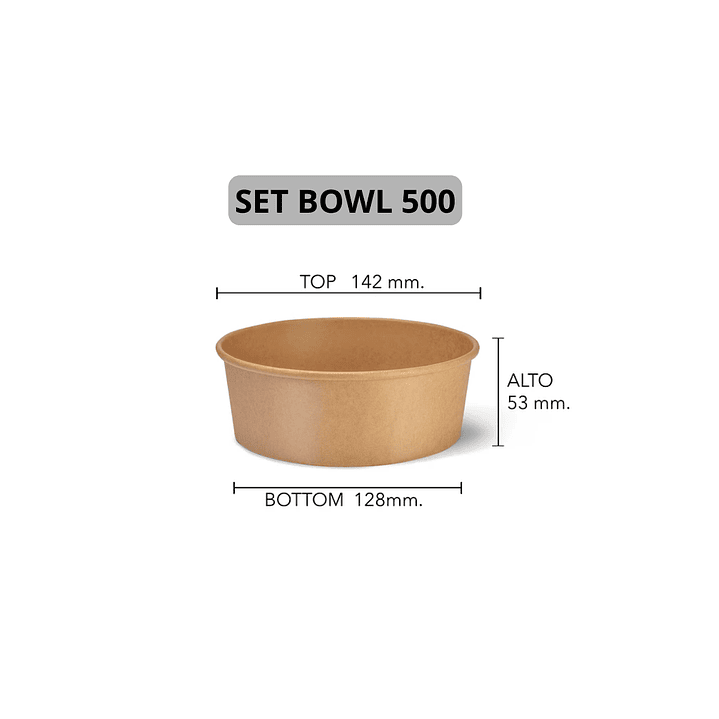 Set Bowl Kraft + Tapa 500 ml (IVA incluido) 1