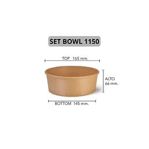 Set Bowl Kraft + Tapa 1150 ml (IVA incluido)