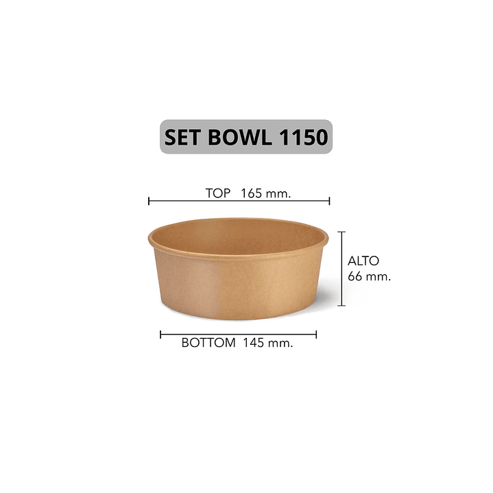 Set Bowl Kraft + Tapa 1150 ml (IVA incluido) 1