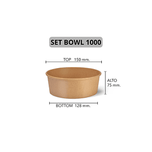 Set Bowl Kraft + Tapa 1000 ml (IVA incluido)