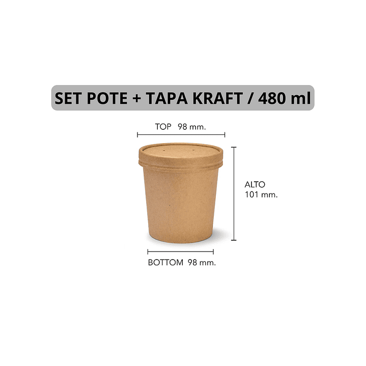 Set Pote Sopa Kraft + Tapa 480 ml o 16oz (IVA incluido) 1