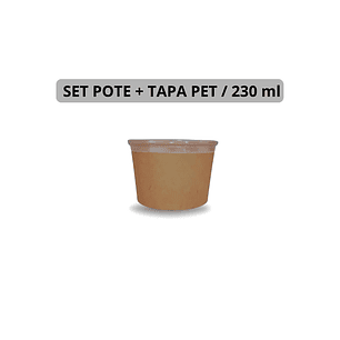 Set Pote Kraft + Tapa PET 230 ml - 500 Und.
