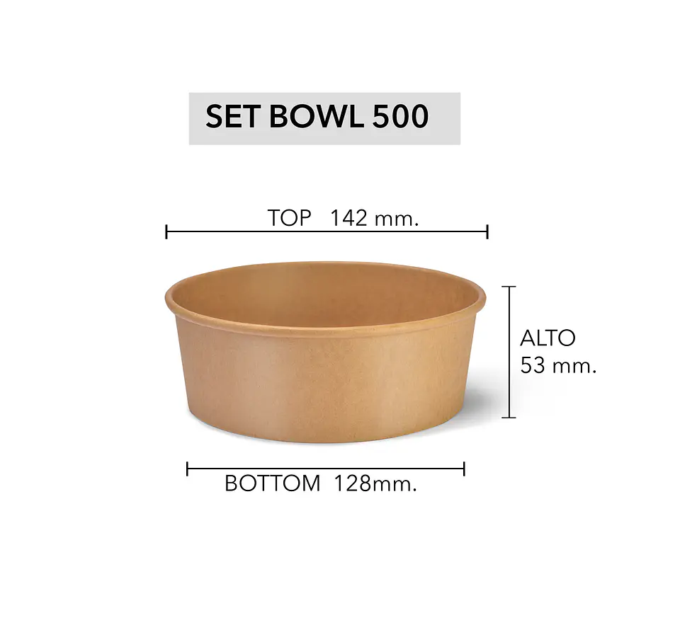 Set Bowl Kraft + Tapa 500 ml (Precio más Iva) 1