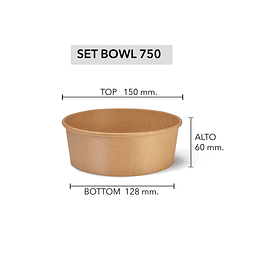 Set Bowl Kraft + Tapa 750 ml (Precios más Iva)