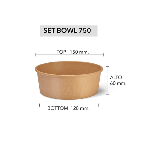 Set Bowl Kraft + Tapa 750 ml (Precios más Iva)