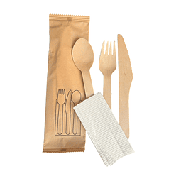 Set Cuchillo+Tenedor+ Cuchara+Servilleta 100Unds