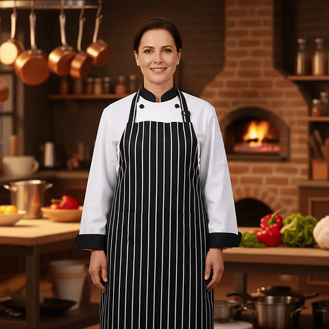 Pechera O Delantal Cocina Negro Listado (PRECIOS MAS IVA)