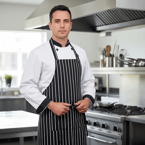 Pechera O Delantal Cocina Negro Listado (PRECIOS MAS IVA)