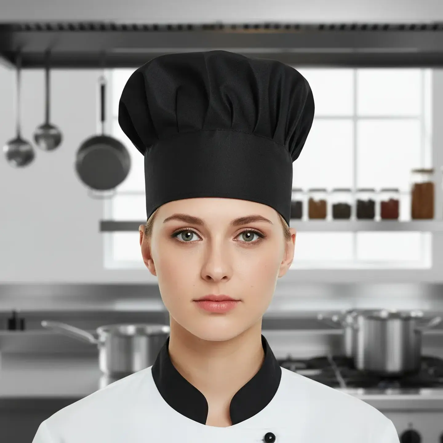 Gorro De Chef o Cocina Negro Tipo Champiñon (Precio más IVA) 2