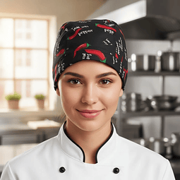 Gorro O Bandana De Cocina Negro Ajíes (PRECIOS MAS IVA)