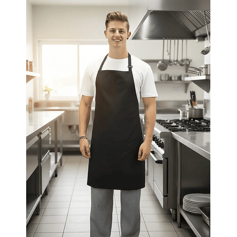 Pechera Delantal Negro Cocina Gastronomia Unisex (PRECIOS MAS IVA)