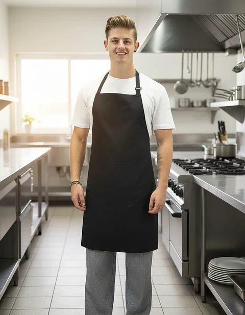Pechera Delantal Negro Cocina Gastronomia Unisex (Precio más IVA)