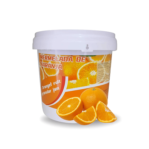 🍊 Mermelada de Naranja Granulada – Balde 5 kg (Precios Más IVA)