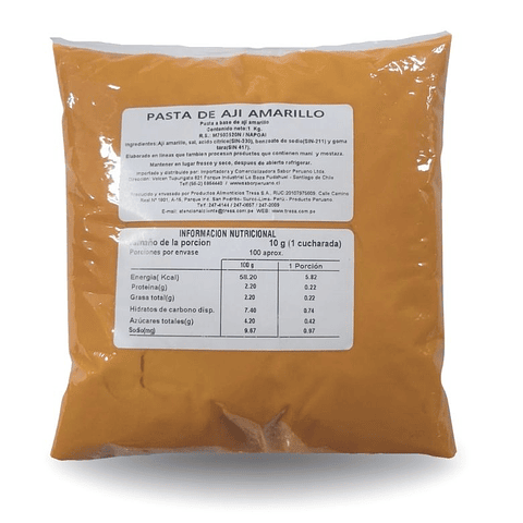 Pasta Ají Amarillo Caja 10 Unidades x 1 kg (Precio MÁS IVA)