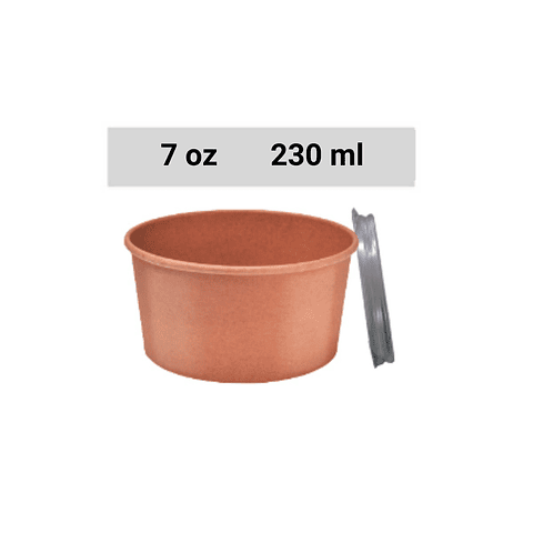 Set Pote Kraft + Tapa  PET 230ml  (Precios Más IVA)