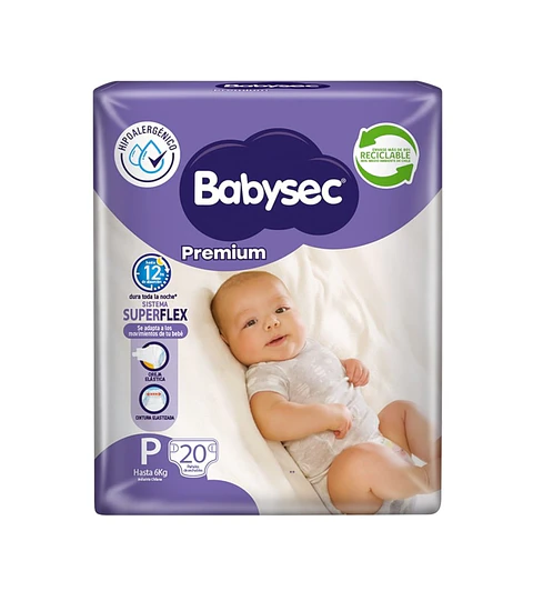 Pañal Babysec Premium P 20 Uni.