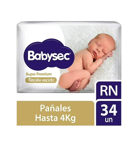 Pañal Babysec Super Premium RN 34 Uni.