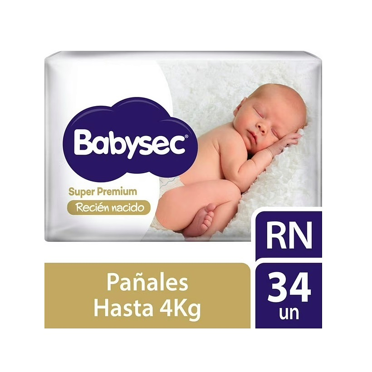 Pañal Babysec Super Premium RN 34 Uni. 1