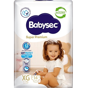 Pañal Babysec Super Premium XG 14 Uni.