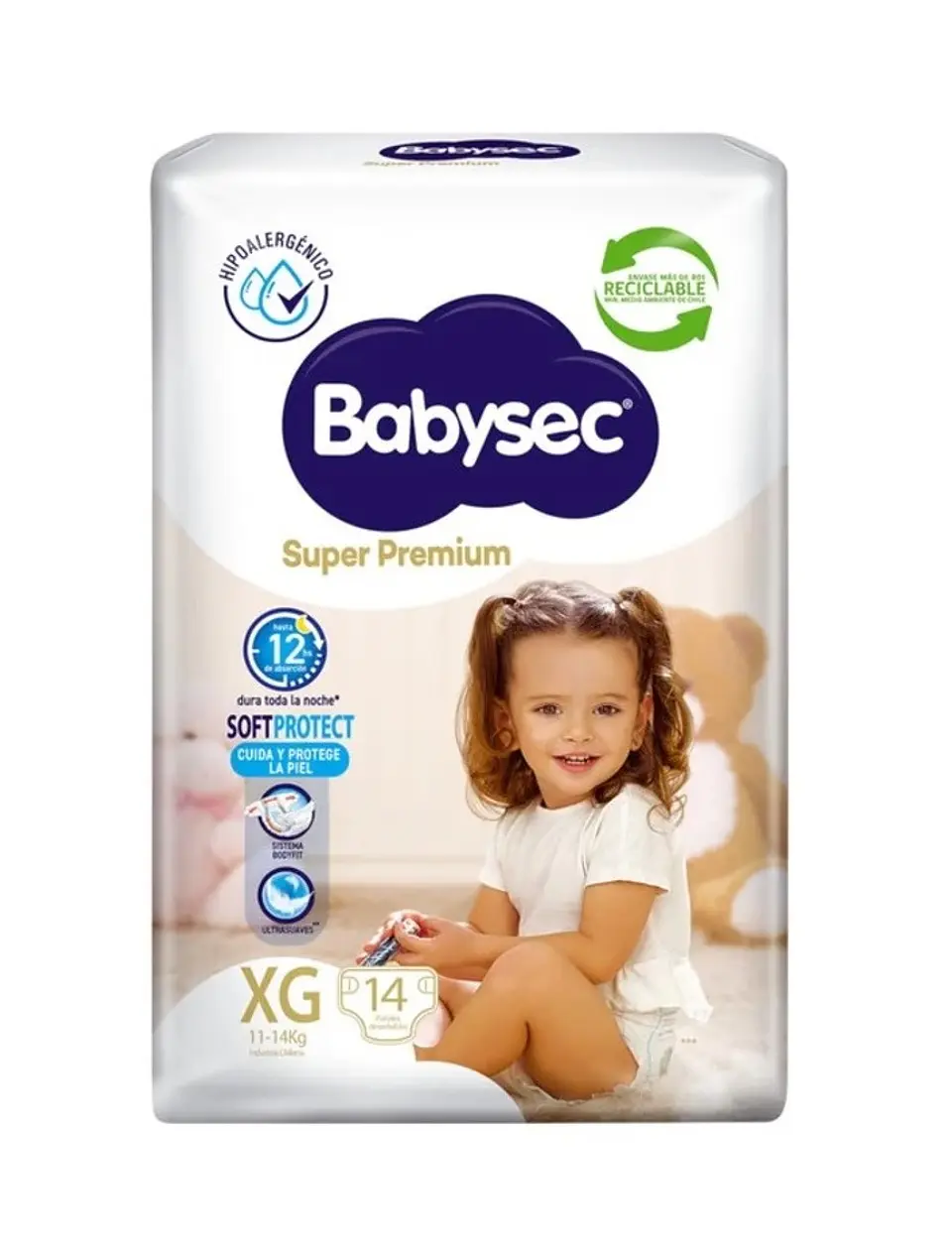 Pañal Babysec Super Premium XG 14 Uni. 1