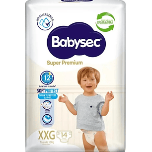 Pañal Babysec Super Premium XXG  14 un