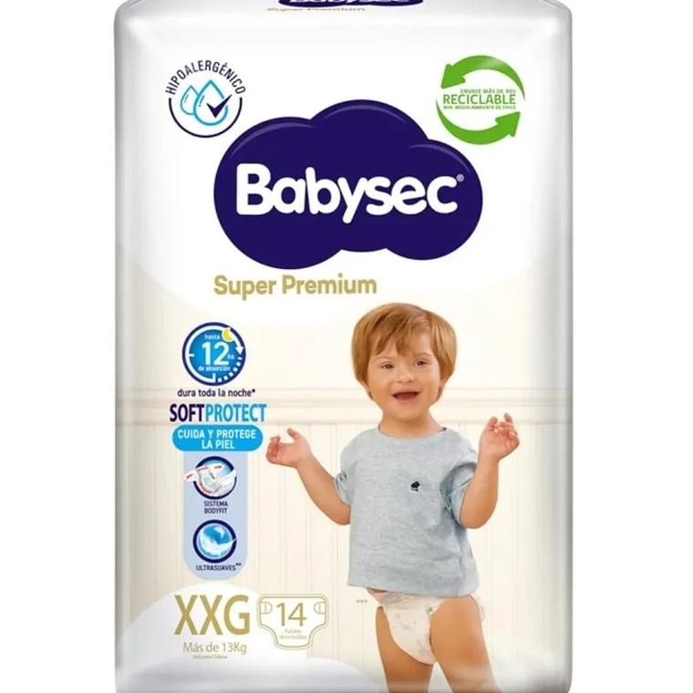 Pañal Babysec Super Premium XXG  14 un 1
