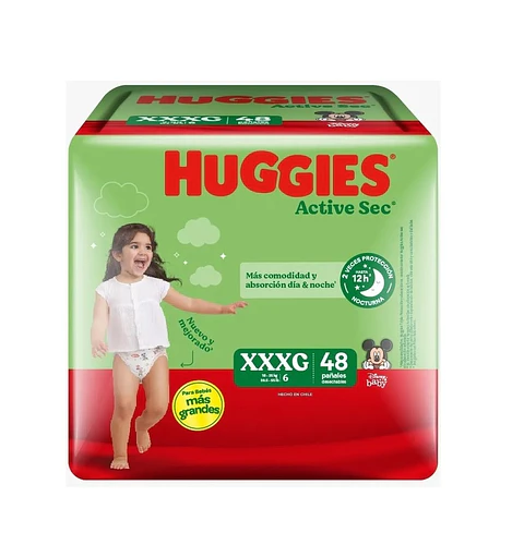 Pañal Huggies Active Sec XXXG 48 Uni.