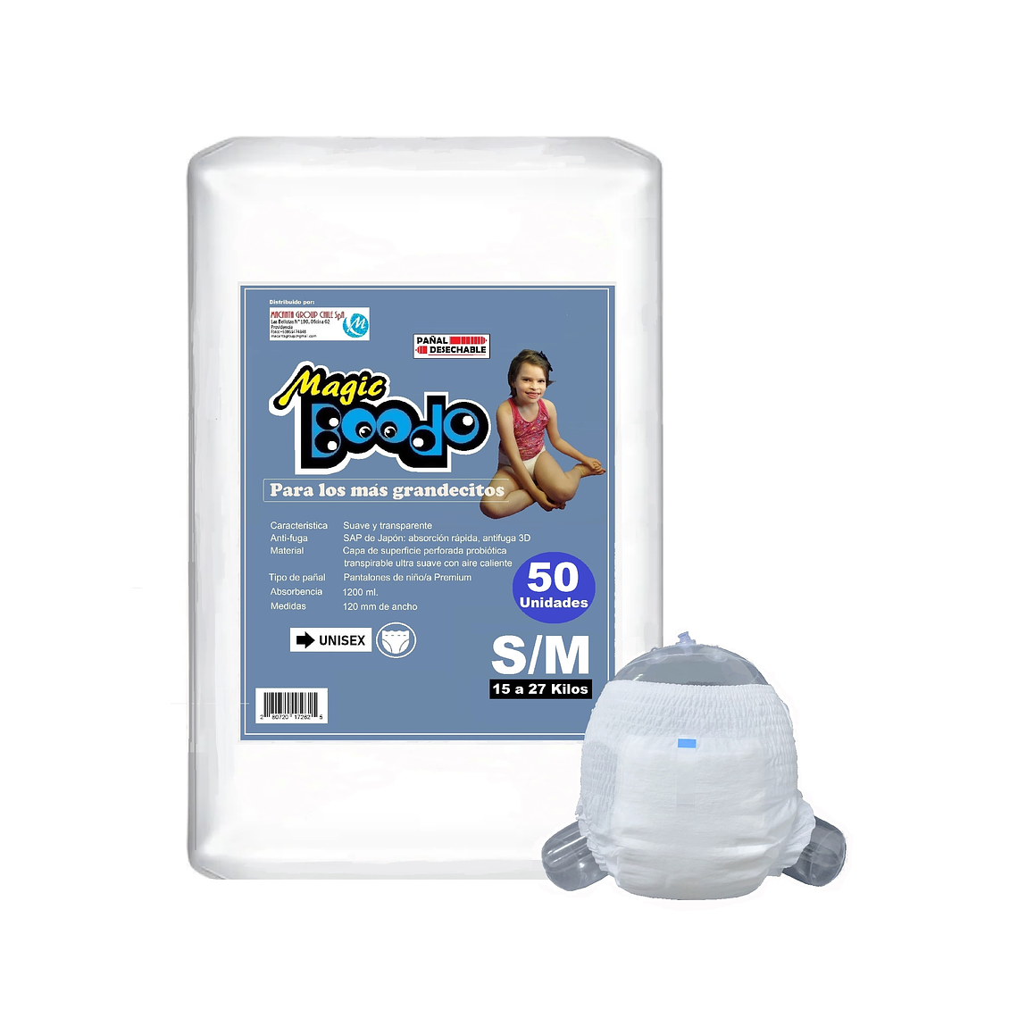 Pañal desechable MagicBoodo S/M 50 Uni. 1