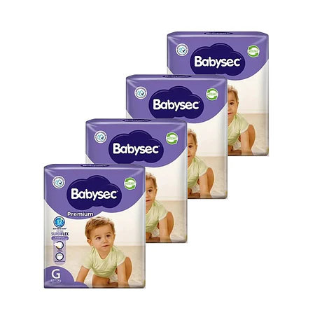 Pack de 4 Paquetes Babysec G 18 uni. c/u.