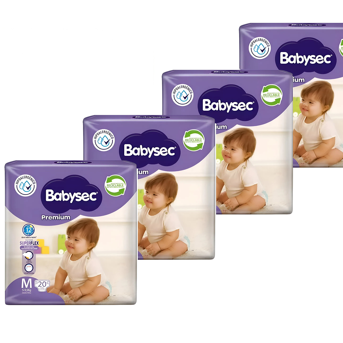 Pack de 4 Paquetes Babysec M  de 20 uni. c/u. 1