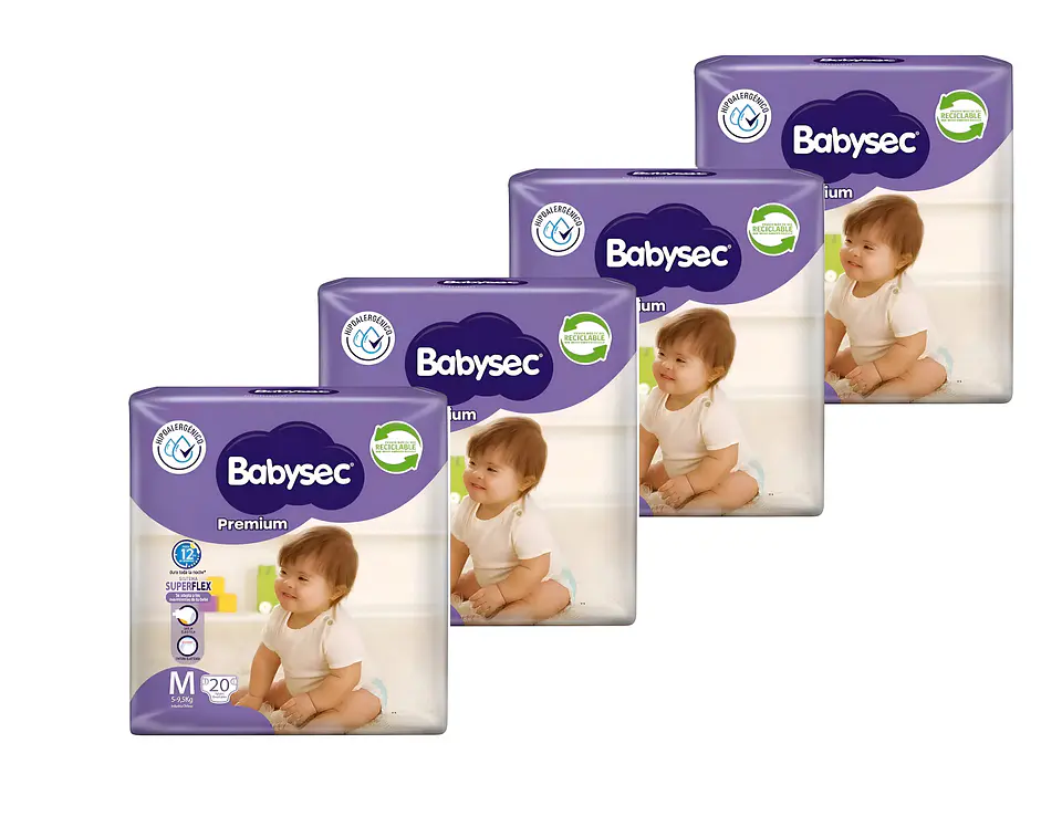Pack de 4 Paquetes Babysec M  de 20 uni. c/u. 1