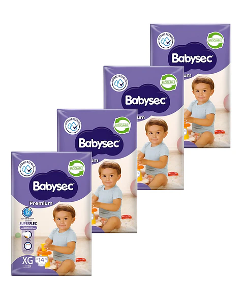 Pack de 4 Paquetes Babysec XG 14 uni. c/u.