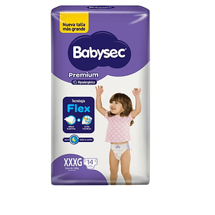 Pañal Babysec Premium XXXG 14 Uni.