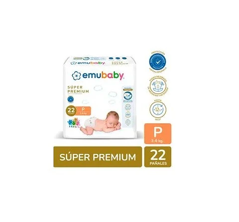 Pañal Emubaby Super Premium Talla P 22 Uni.