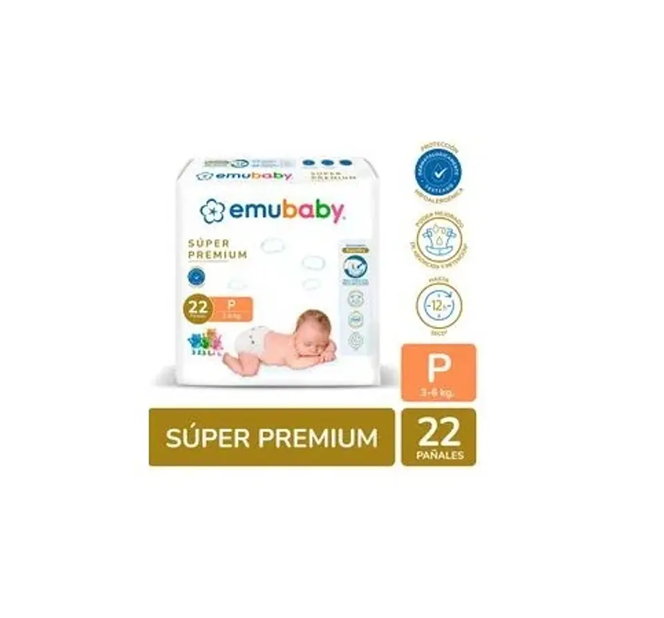 Pañal Emubaby Super Premium Talla P 22 Uni. 1