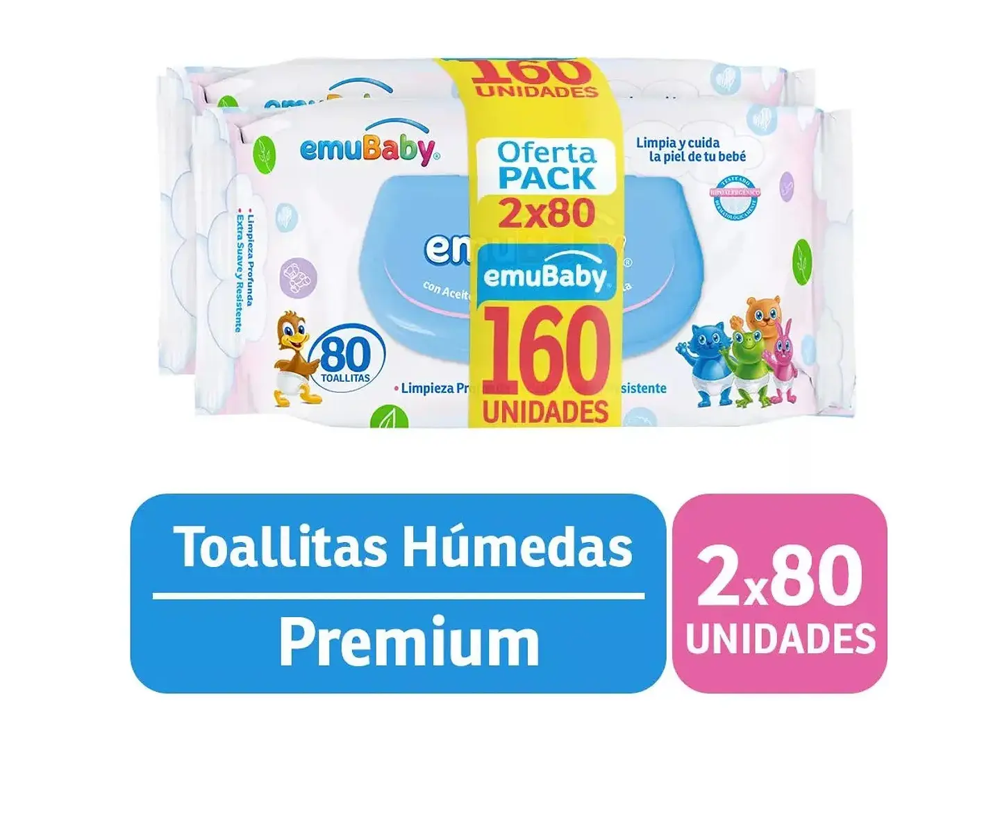 Toallitas Húmedas emuBaby Pack 2x80 / 160 Uni. 1