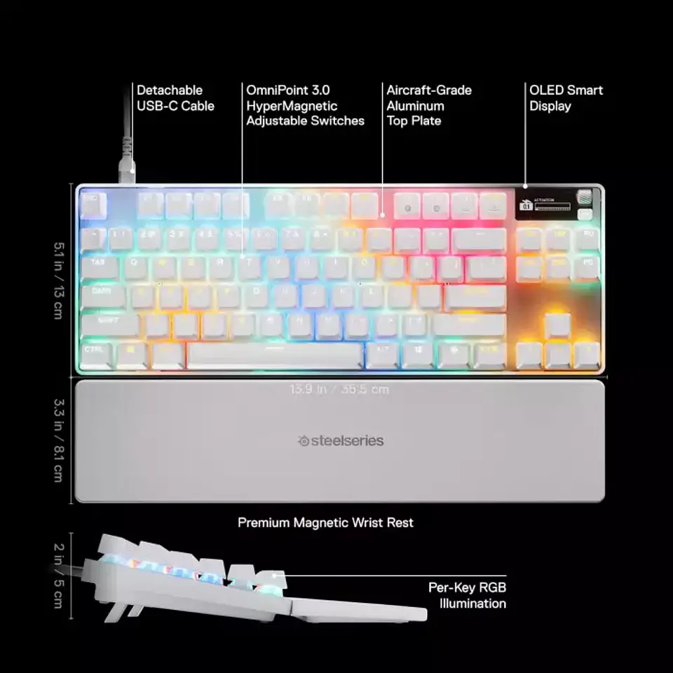 Teclado Steelseries Apex PRO TKL Gen3 RGB Switch OmniPoint 3.0 - White 6