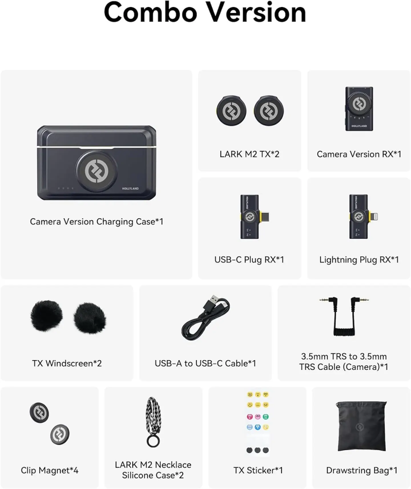 Microfone Hollyland Lark M2 Duo Combo USB-C, Lightning e Camera - Preto 2