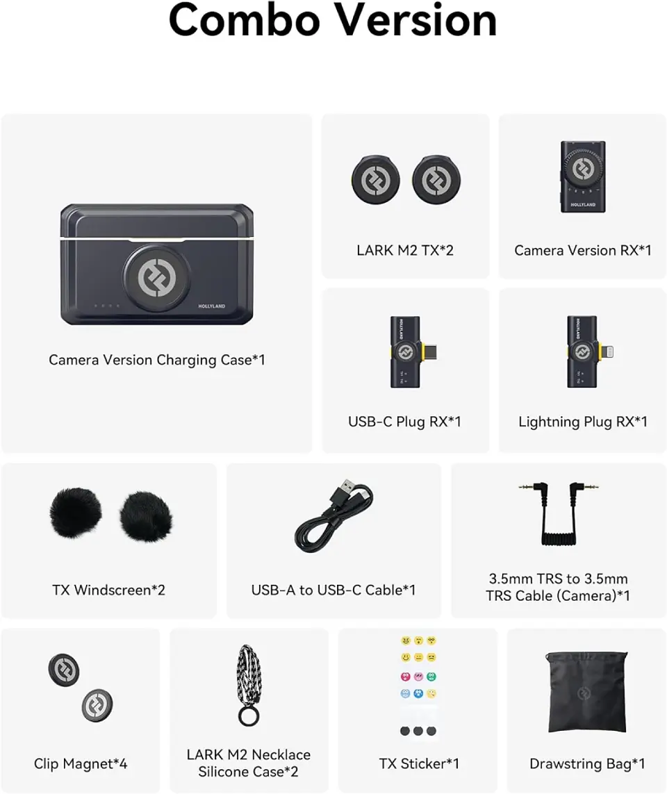 Microfone Hollyland Lark M2 Duo Combo USB-C, Lightning e Camera - Preto 2