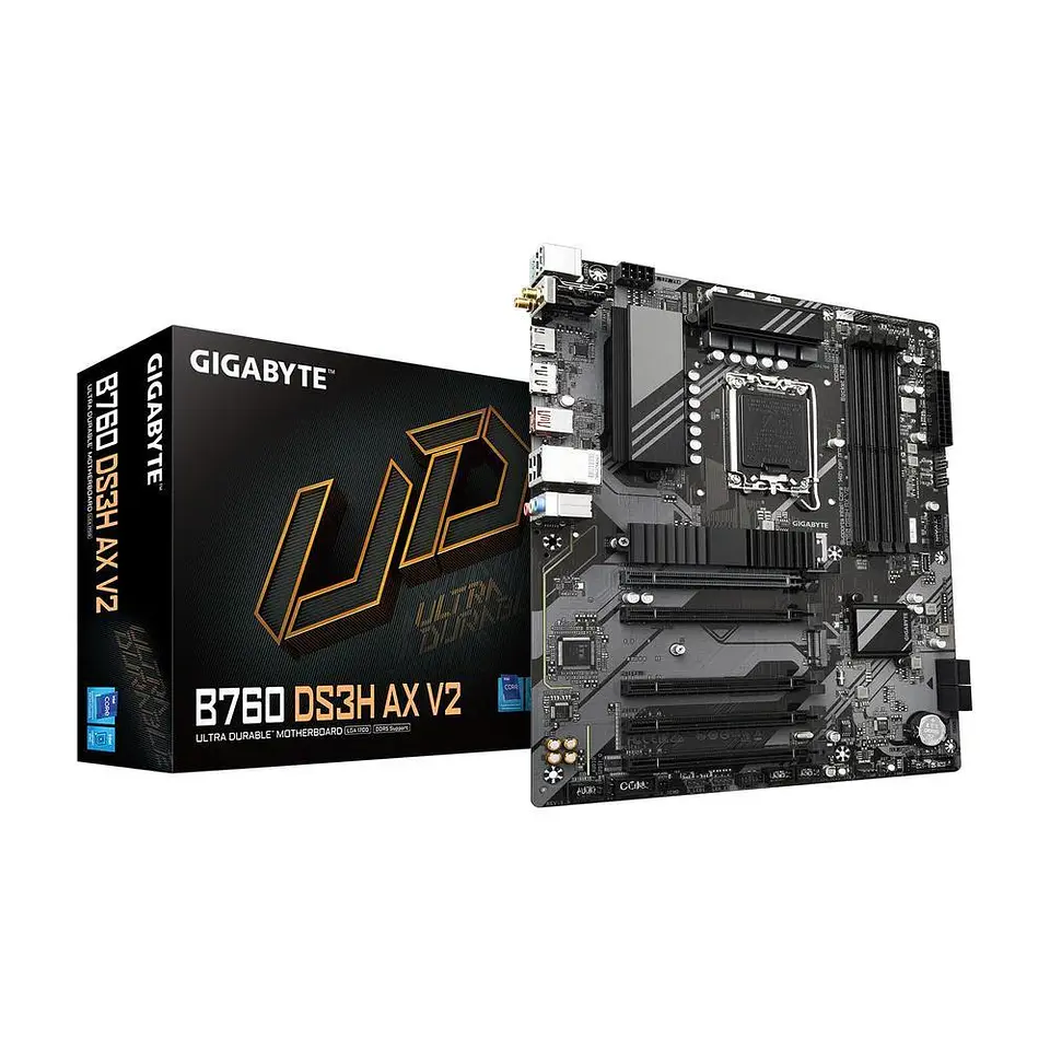 Placa Mãe Gigabyte B760 Ds3h Ax V2 LGA 1700 Intel B760 Atx DDR5, Dual M.2, PCie 4.0, Usb 3.2 Gen 2x2 Type-c, Wifi 6 1