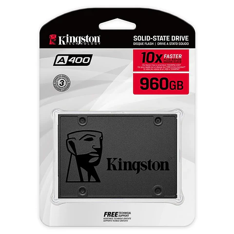 SSD Kingston A400, 960GB, SATA III, 2.5", Leitura: 500MB/s, Gravação: 450MB/s, Preto - SA400S37/960G
