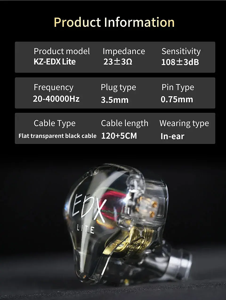 KZ EDX Lite HIFI Bass Earphones Stereo Music Earbuds In Ear Monitor Stage Live Headphones Gaming Sports Headset 18
