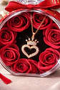 Caja De Rosas Con Collar Dije Corazón Corona Regalo Para Muj - Miniatura 4