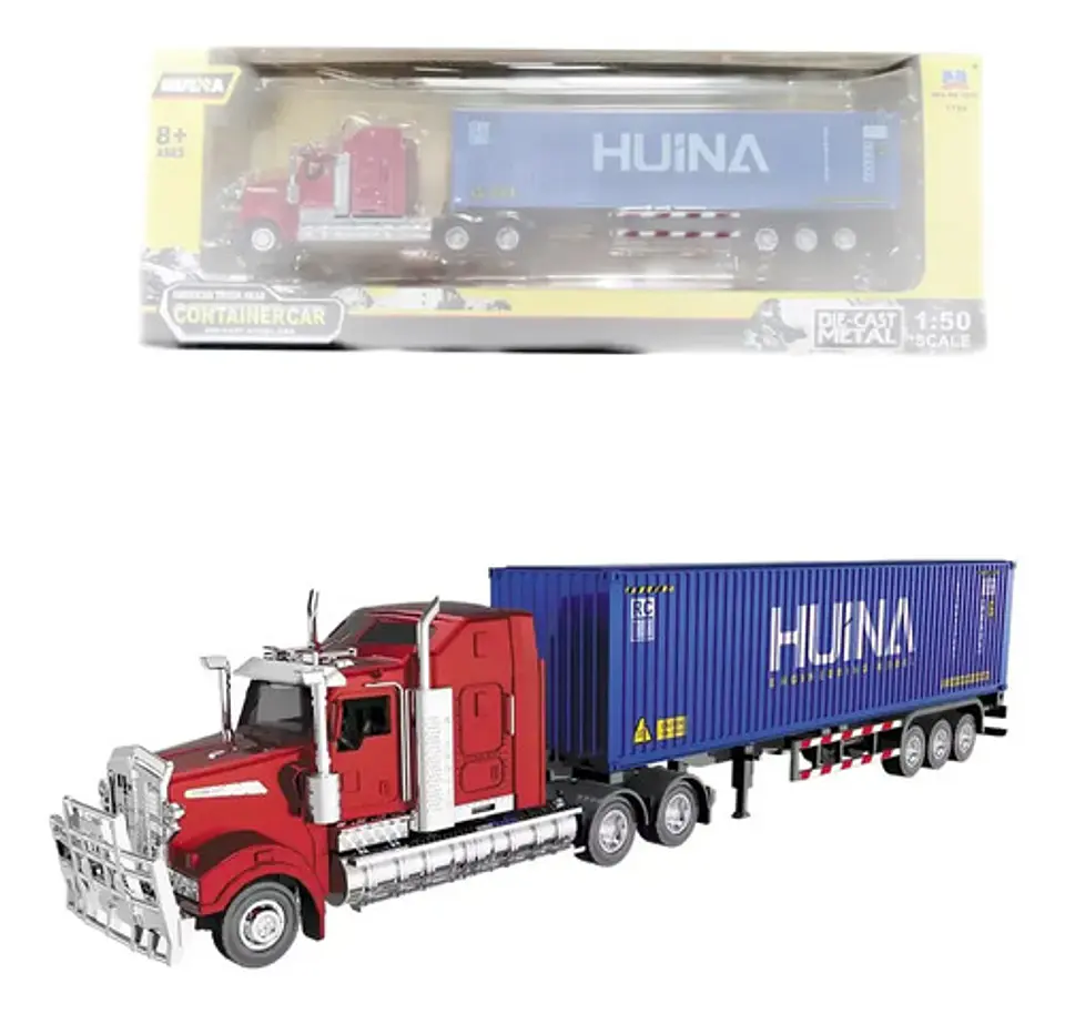 Camión Mula 1:50 Huina Metálico Carro Volco Trailer 1